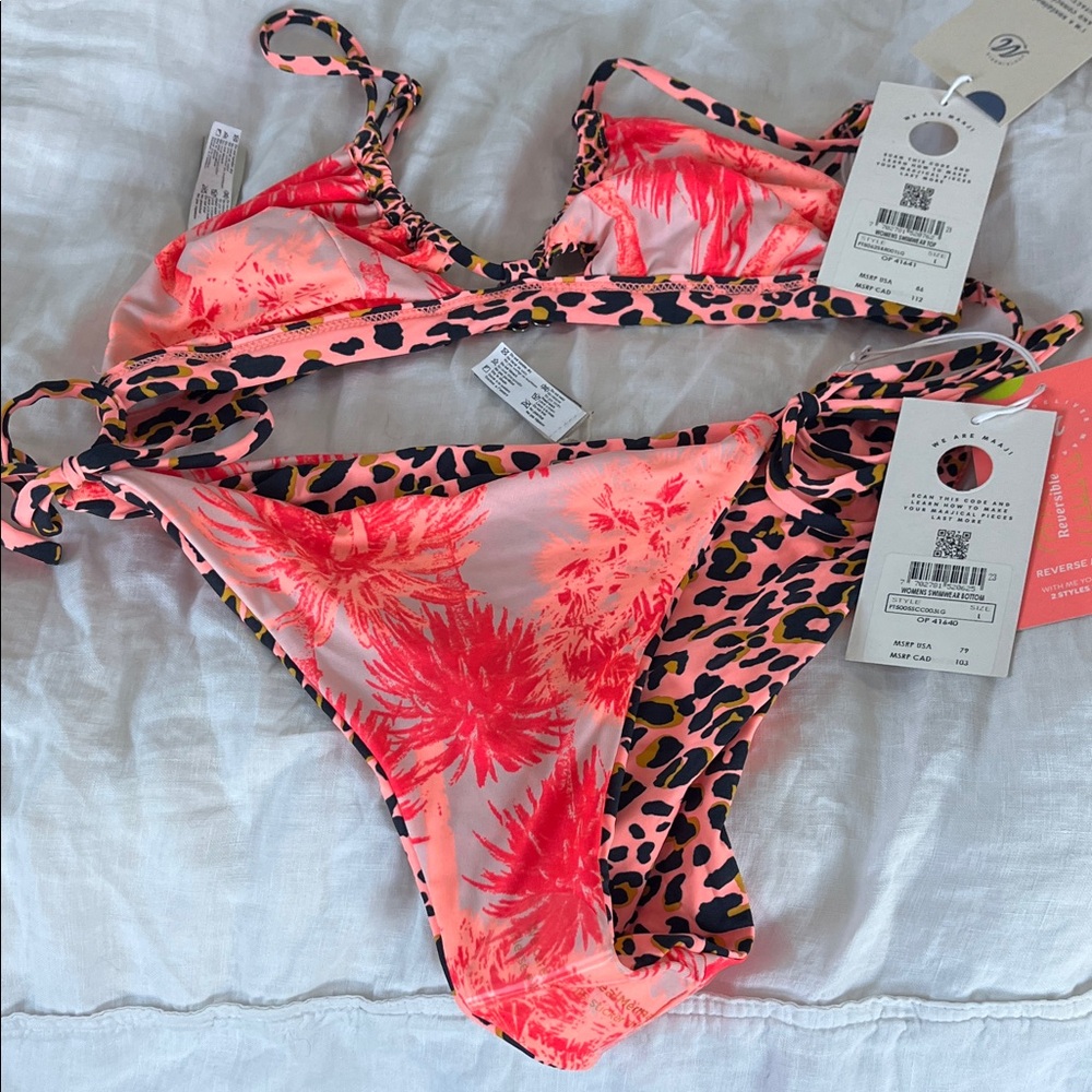 NWT Vibrant Pink Leopard Print Bikini Set